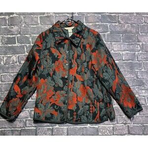 Tan Jay Jacket Womens 8 Black Red Gray‎ Artsy Floral Classic Elegant Tomatogirl